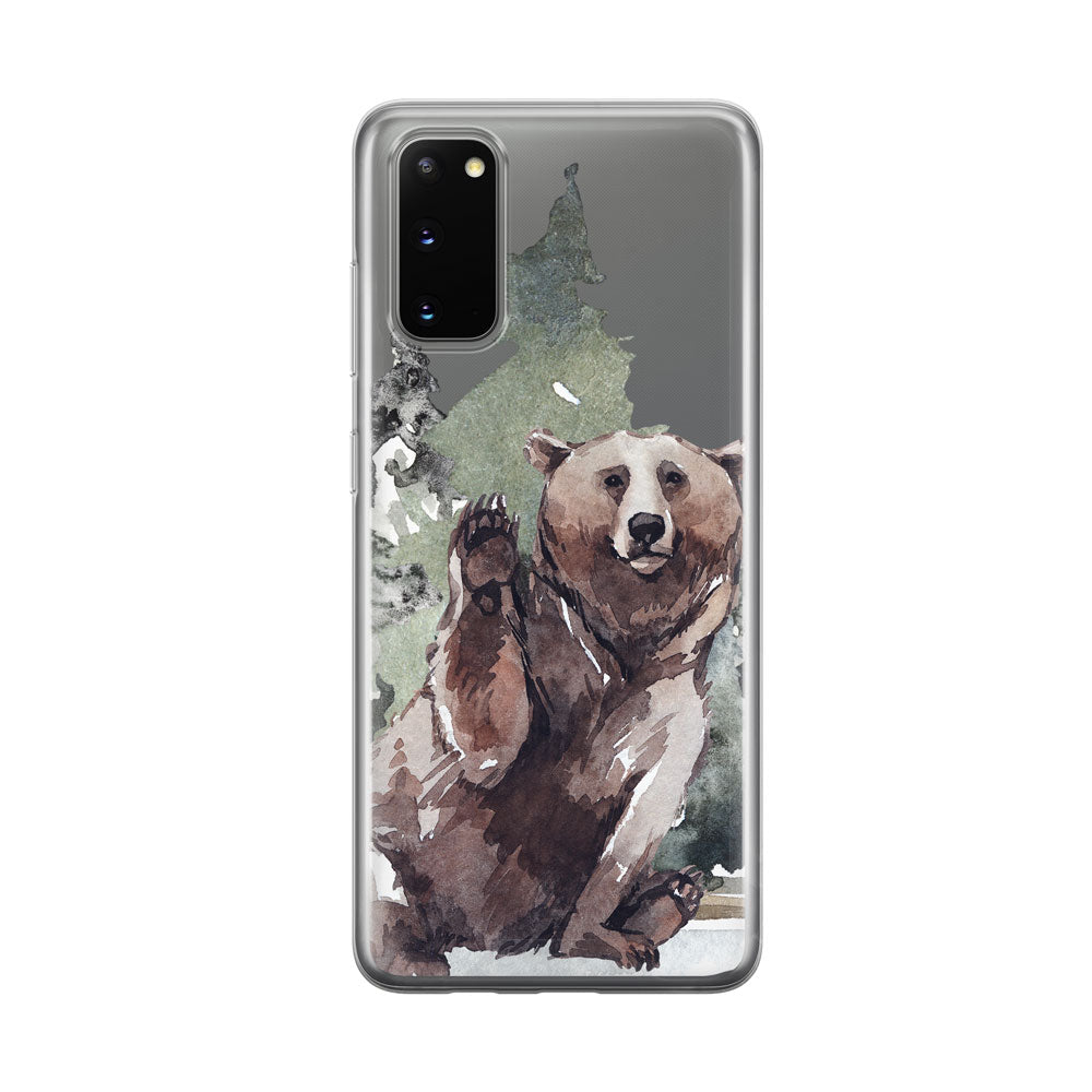 Waving Bear Clear Samsung Galaxy Phone Case From Tiny Quail