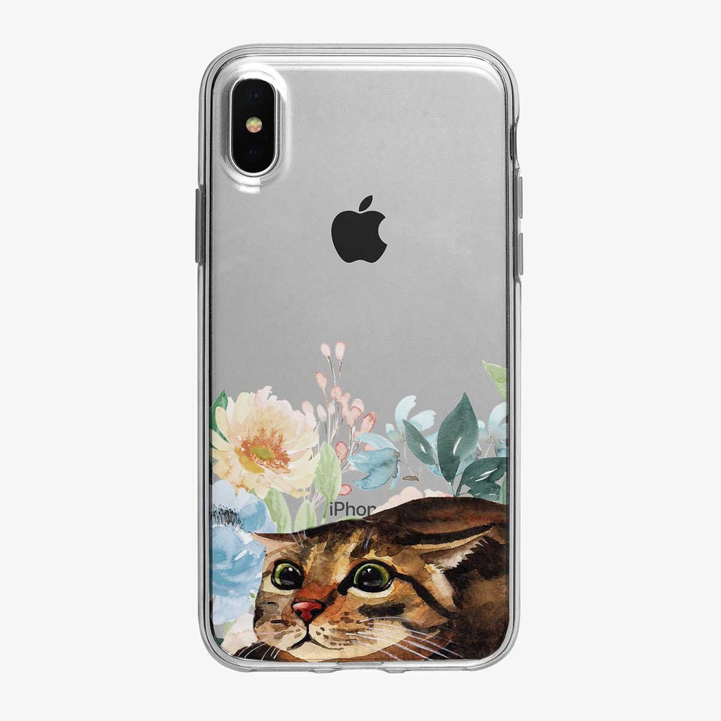 Watercolor Floral Attack Cat Clear iPhone Case from Tiny Quail