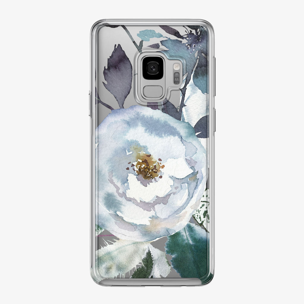Boho Blue Large Flower Clear Samsung Galaxy Phone Case from Tiny Quail
