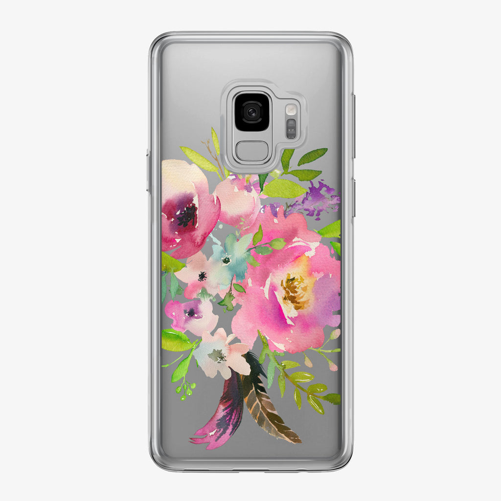 Pink Floral Bouquet Clear Samsung Galaxy Phone Case from Tiny Quail