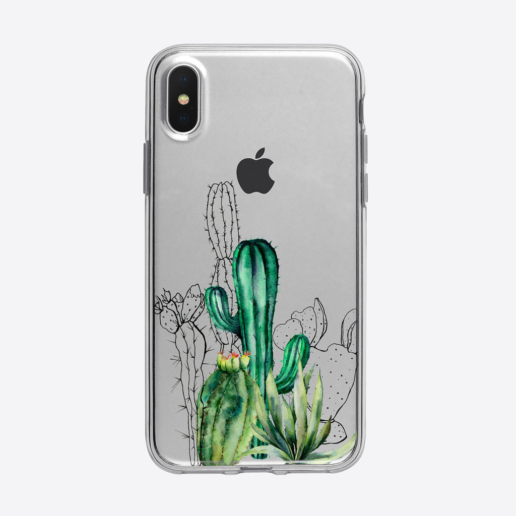 Beautiful Cactus and Outlines iPhone Case by Tiny Quail