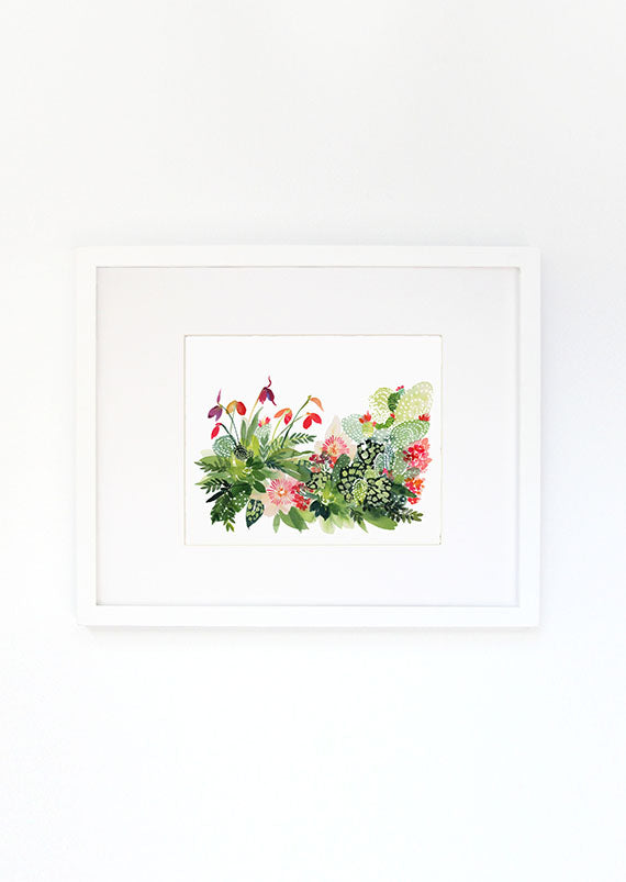 Sweet Dahlias Watercolor Archival Wall Art Print by Yao Cheng Design 