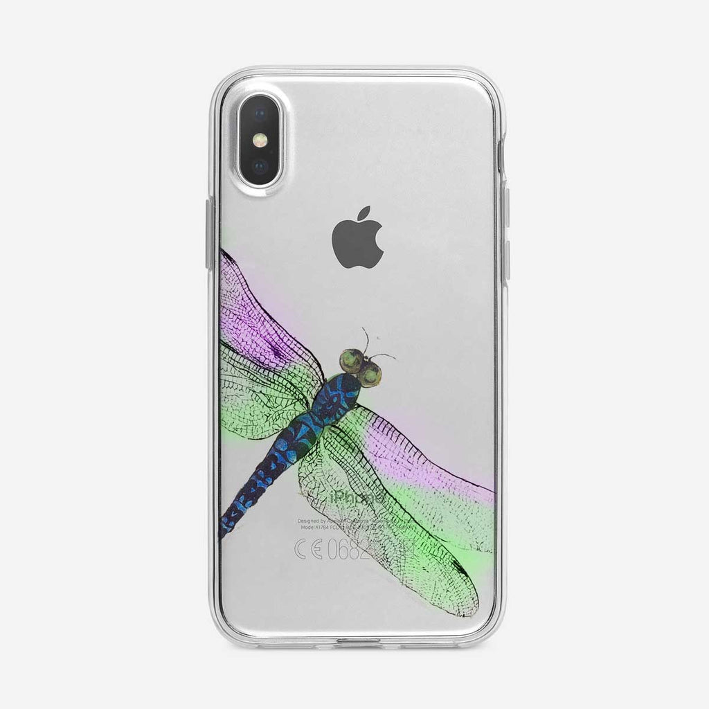 Colorful Dragonfly Clear iPhone Case from Tiny Quail