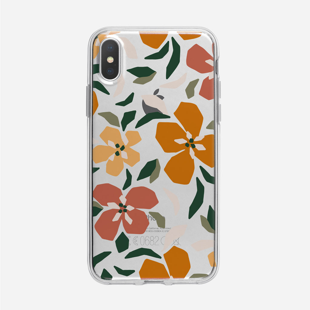 Funky Colorful Orange Floral Pattern Clear iPhone Case from Tiny Quail