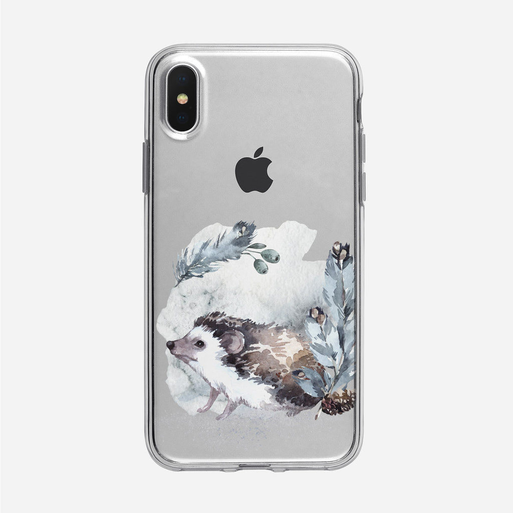 Snowy Forest Hedgehog iPhone Clear Case from Tiny Quail