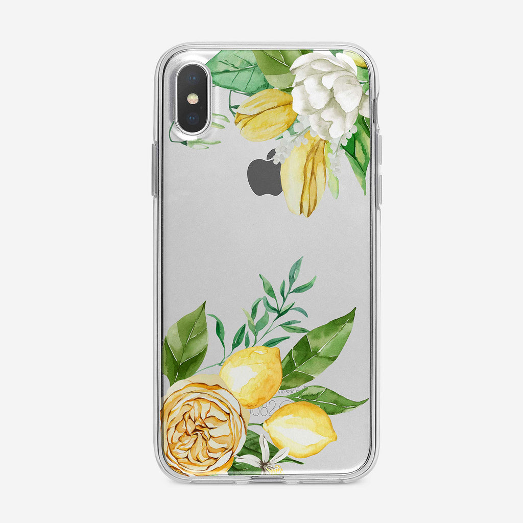 Corner Lemons Floral iPhone Case by Tiny Quail