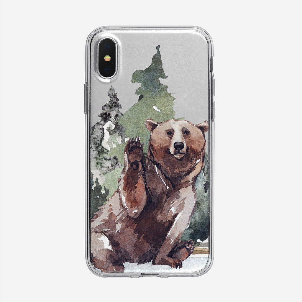 Waving Forest Bear iPhone Clear Case from Tiny Quail
