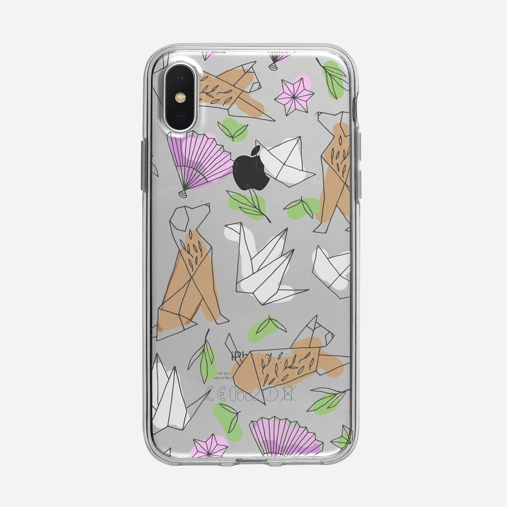 Cute Origami Line Art Clear iPhone Case from Tiny Quail