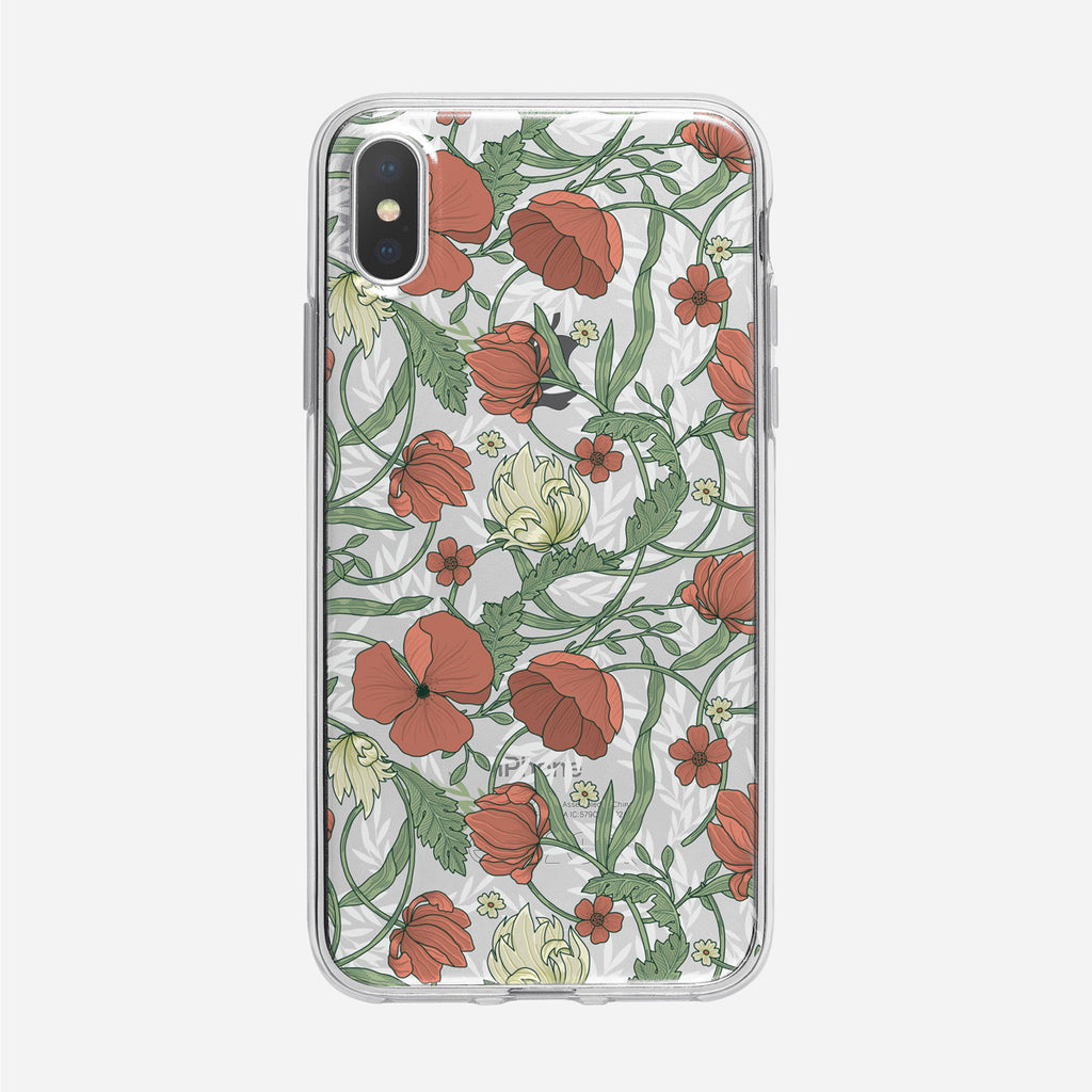 Art Nouveau Red Floral Clear iPhone Case from Tiny Quail
