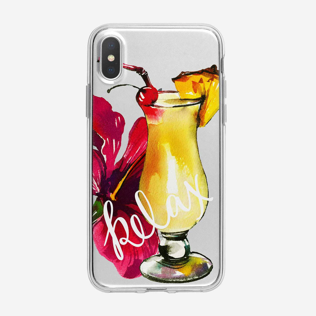 Relax Pineapple Daiquiri Clear iPhone Case by Tiny Quail
