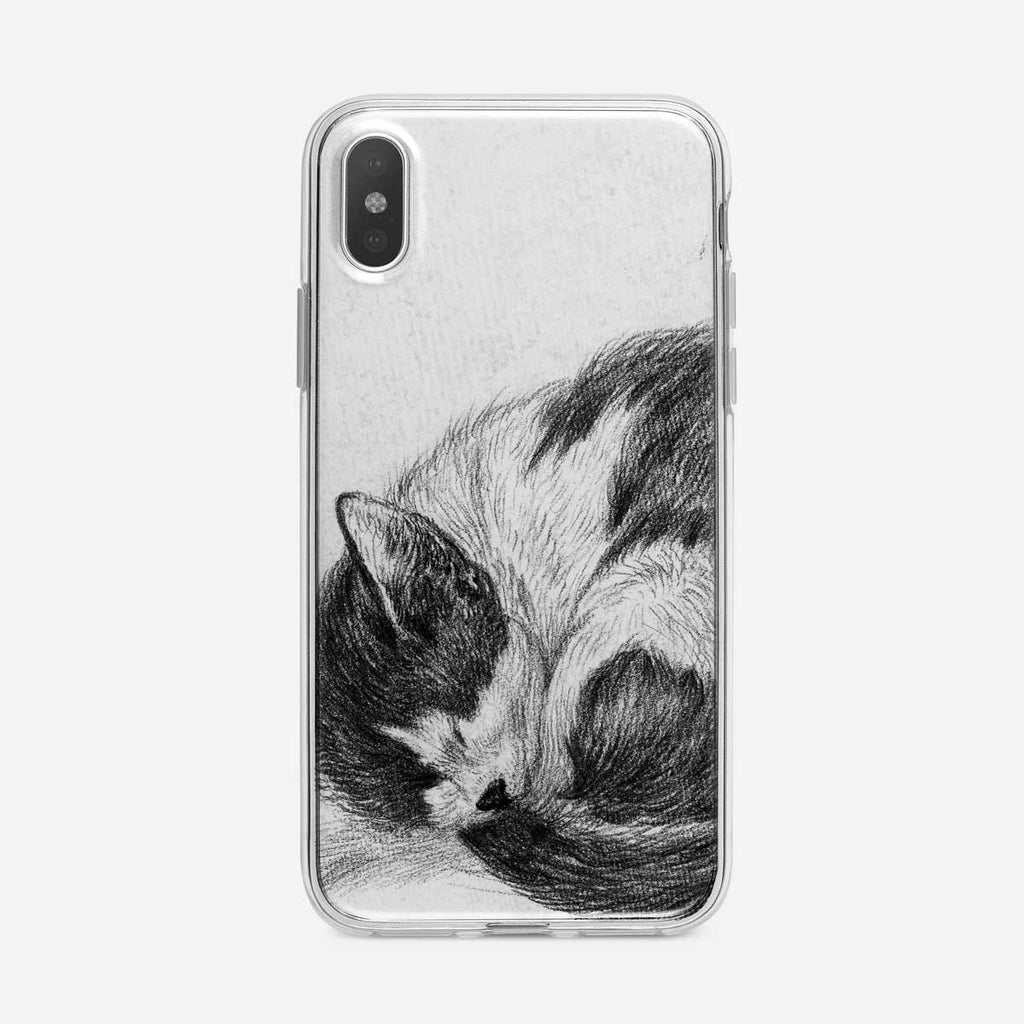 Sleeping Cat Sketch iPhone Case from Tiny Quail