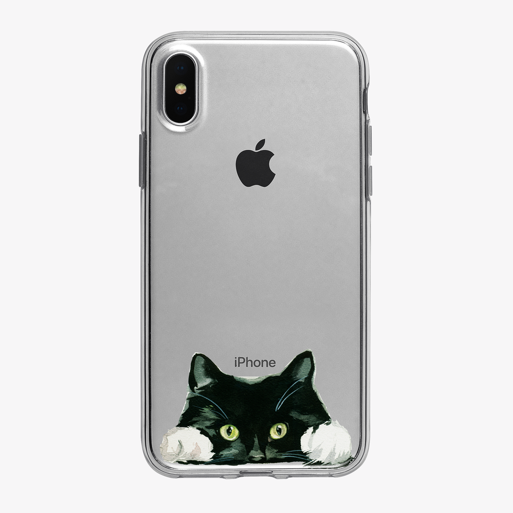 Sneaky Peeking Cat Clear iPhone Case from Tiny Quail