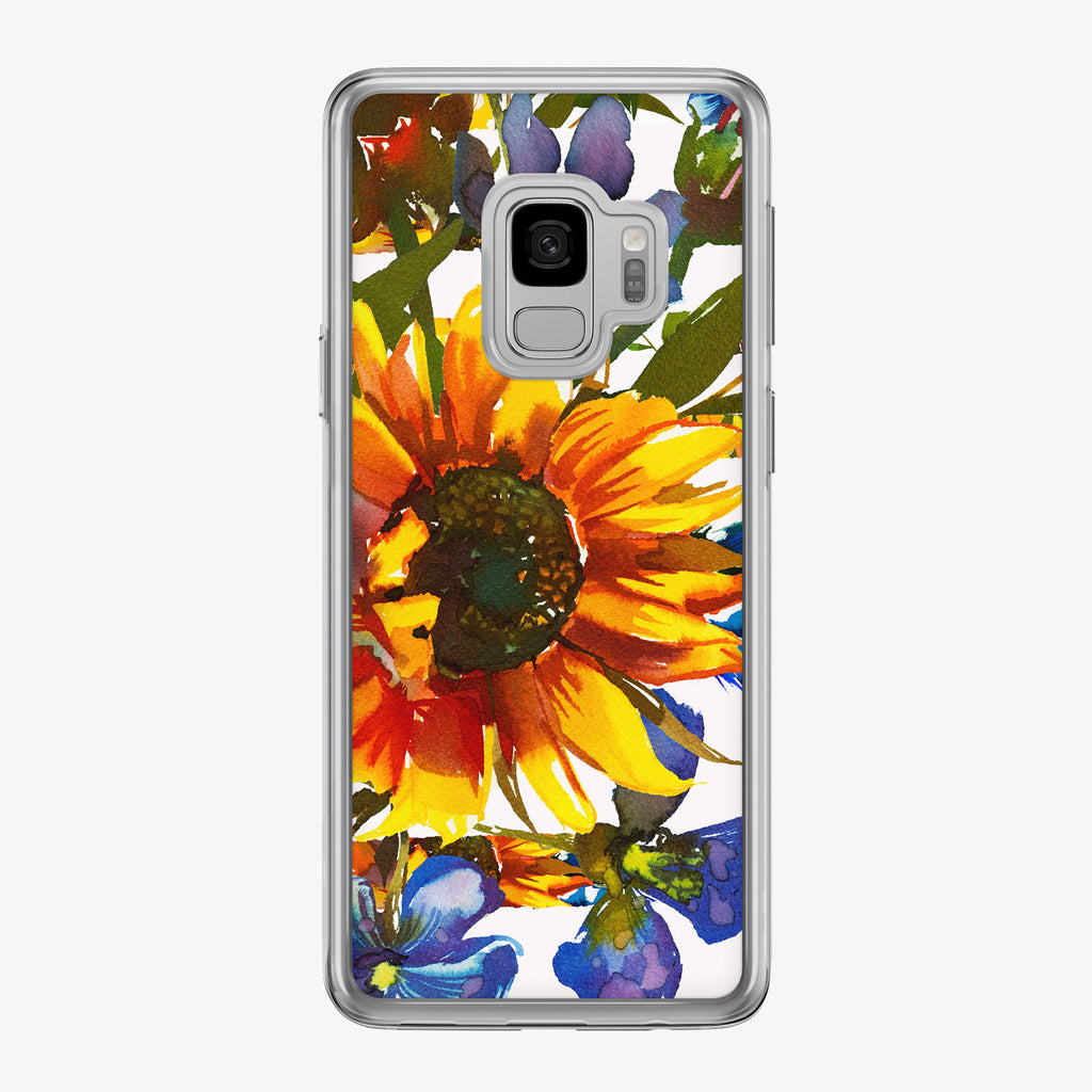Sunflower Boho on White Samsung Galaxy Phone Case from Tiny Quail