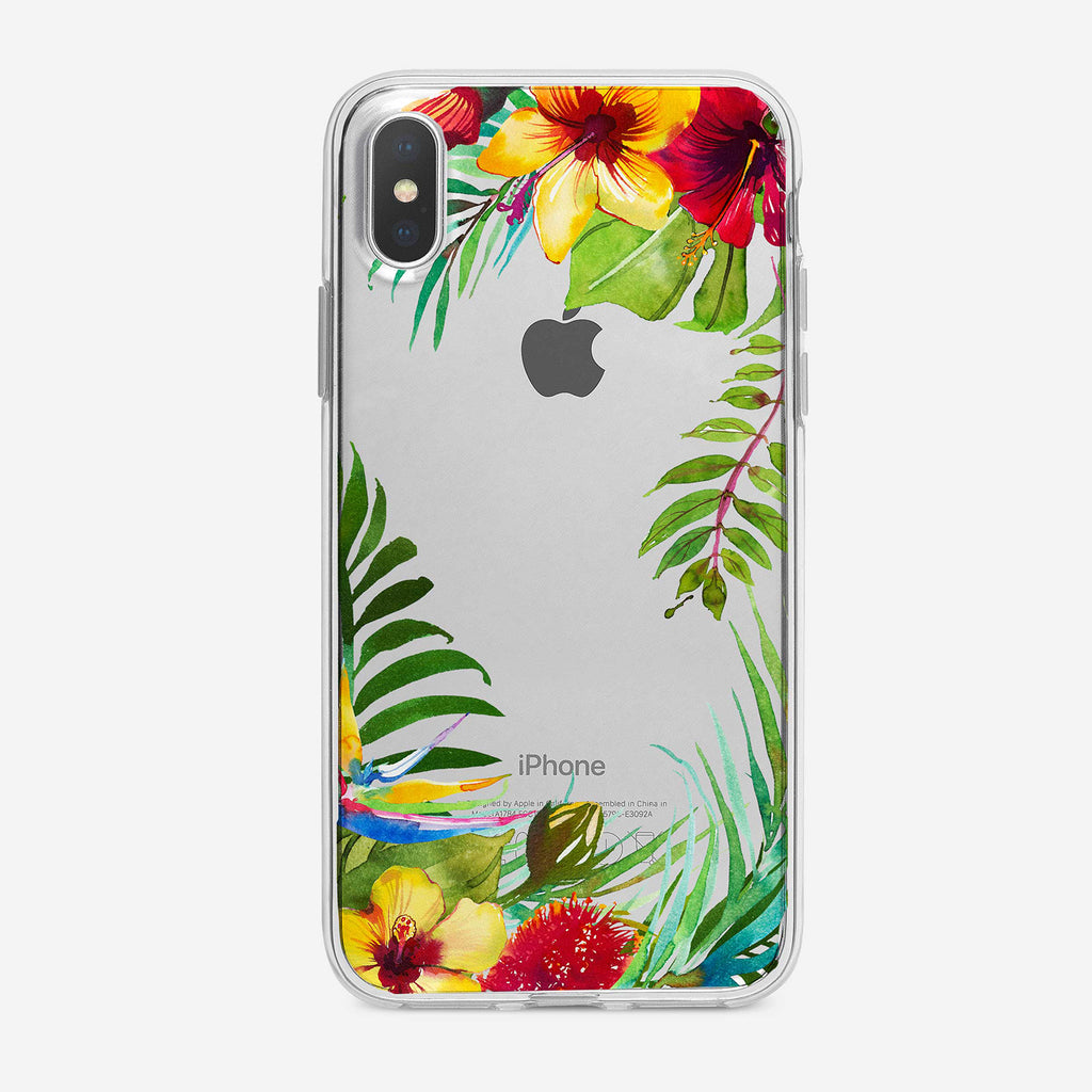 Tropical Flowers Frame Clear iPhone Case from Tiny Quail