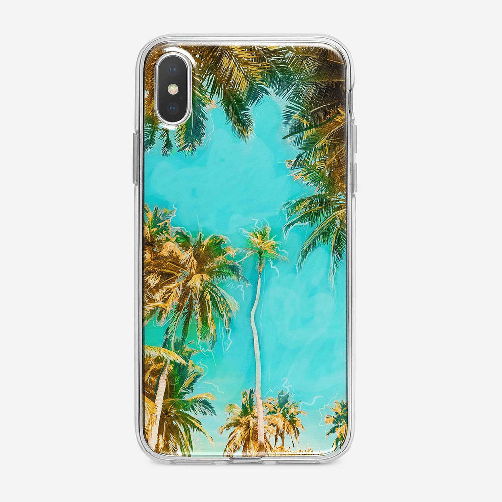 Bright Tropical Leaves and Sky iPhone Case by Tiny Quail