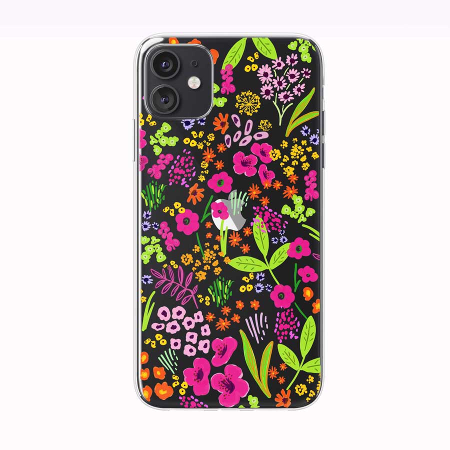 Vivid Hand Drawn Floral Pattern iPhone Case by Tiny Quail