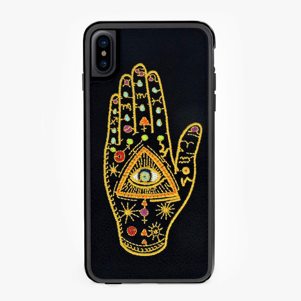 Hand with all seeing eye, Behold Embroidered Designer iPhone Case From Zero Gravity