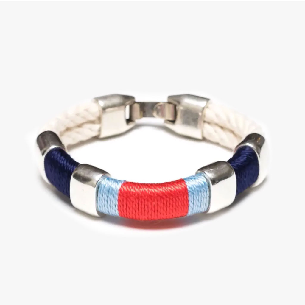 Newbury Bracelet For Women, Ivory/Navy/Blue/Coral/Silver by Allison Cole Jewelry