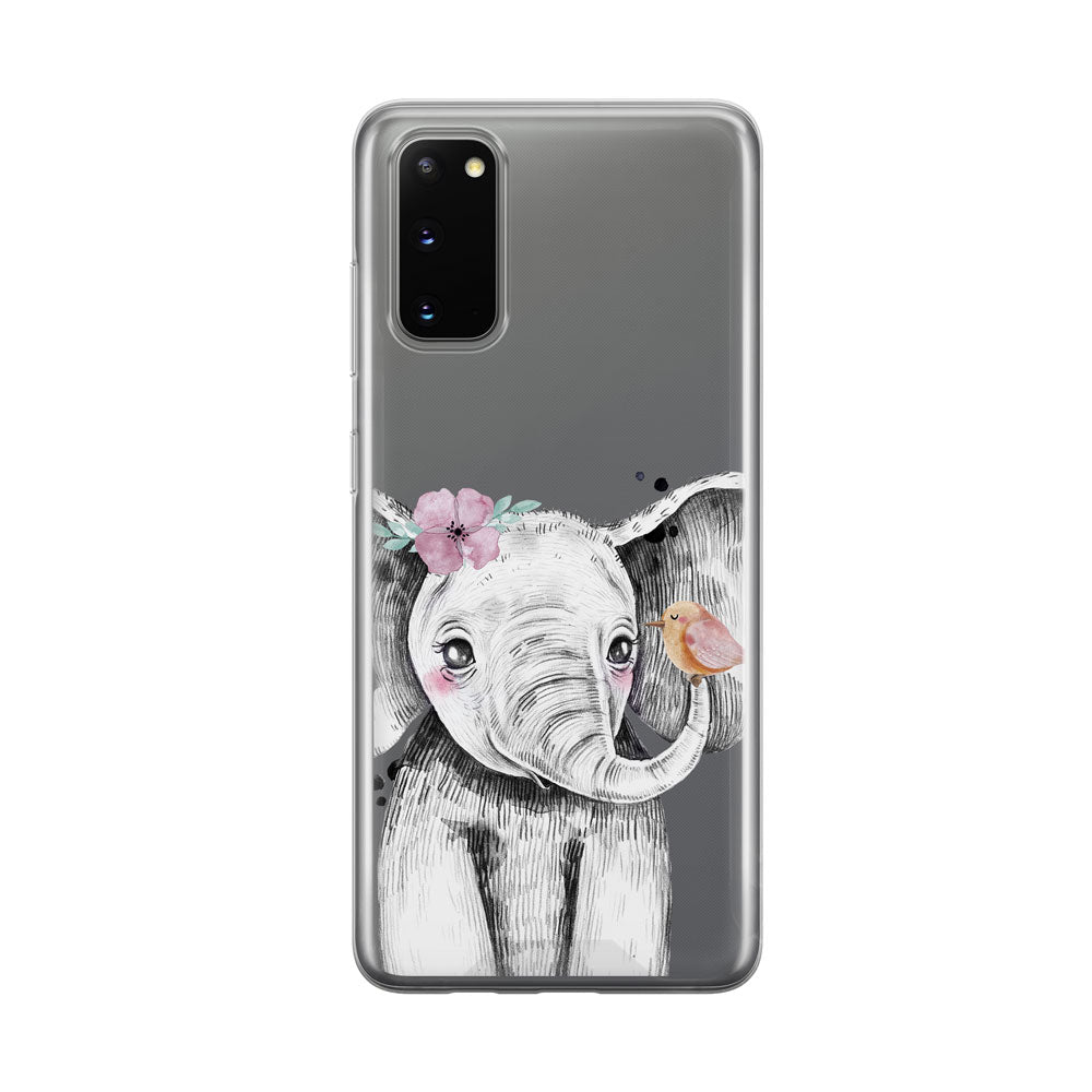 Baby Elephant with Bird Samsung Galaxy Phone Case from Tiny Quail