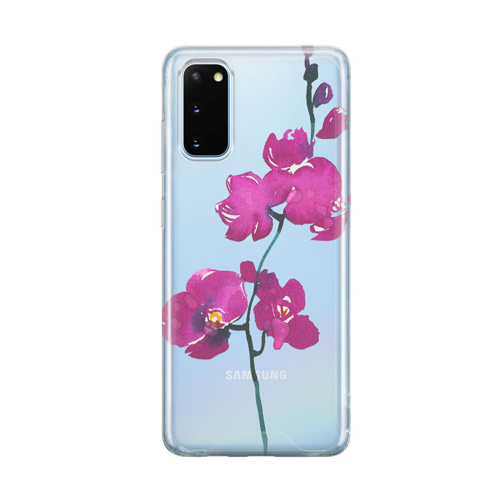 Watercolor Pink Orchid Samsung Galaxy Phone Case from Tiny Quail