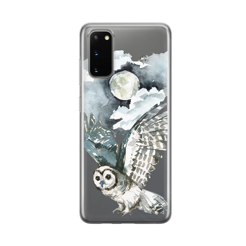 Flying Nighttime Owl Clear Samsung Galaxy Phone Case From Tiny Quail