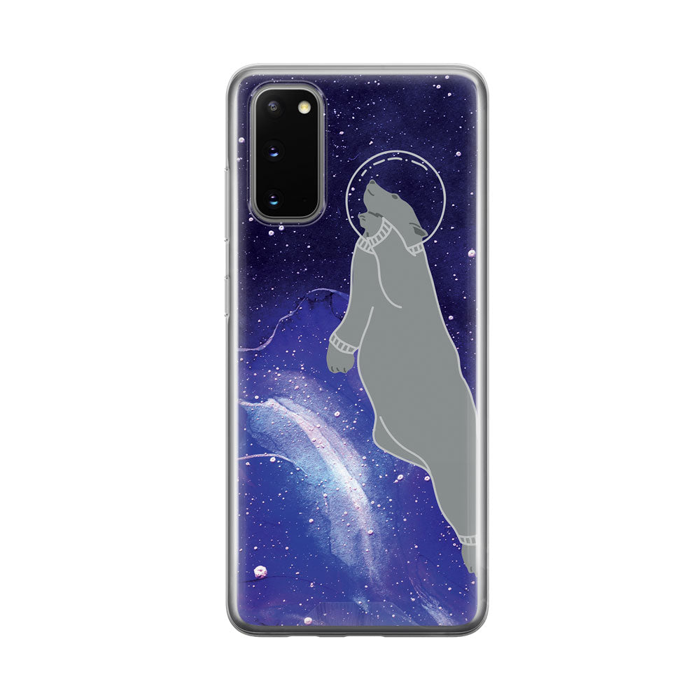 Bear In Space Clear Samsung Galaxy Phone Case From Tiny Quail