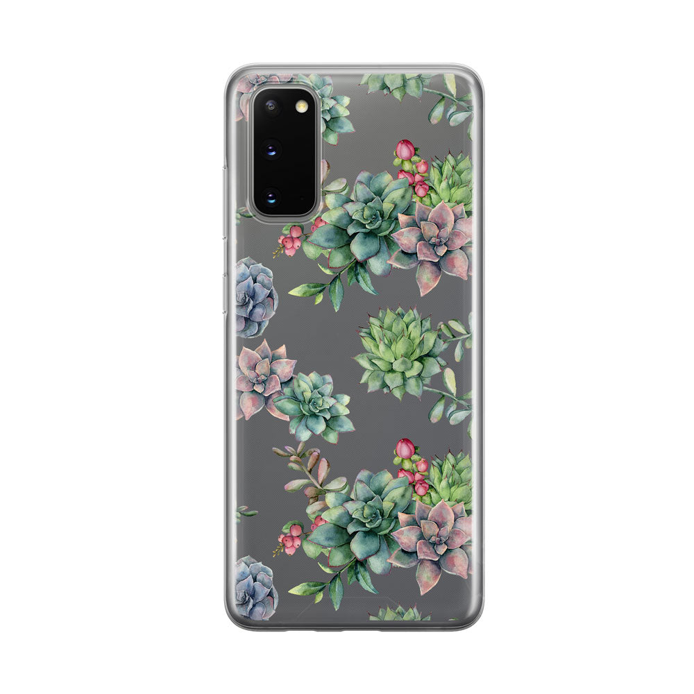 Colorful Succulents Clear Samsung Galaxy Phone Case from Tiny Quail