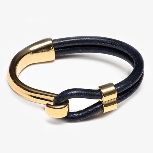 Hampstead Leather Bracelet For Women Navy and Gold by Allison Cole Jewelry