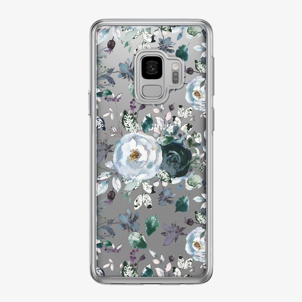 Boho Blue Peonies Pattern Clear Samsung Galaxy Phone Case from Tiny Quail