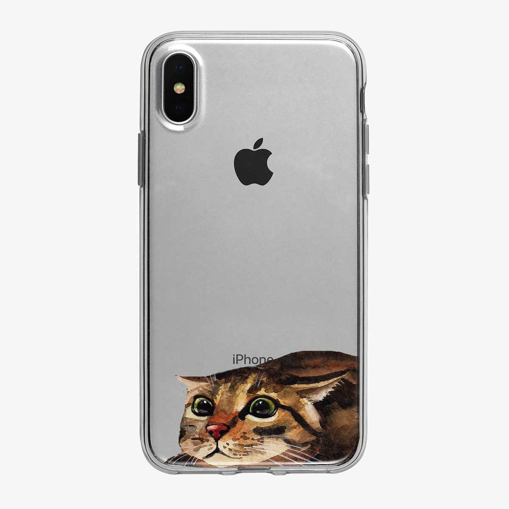 Crouching Attack Cat Clear iPhone Case from Tiny Quail