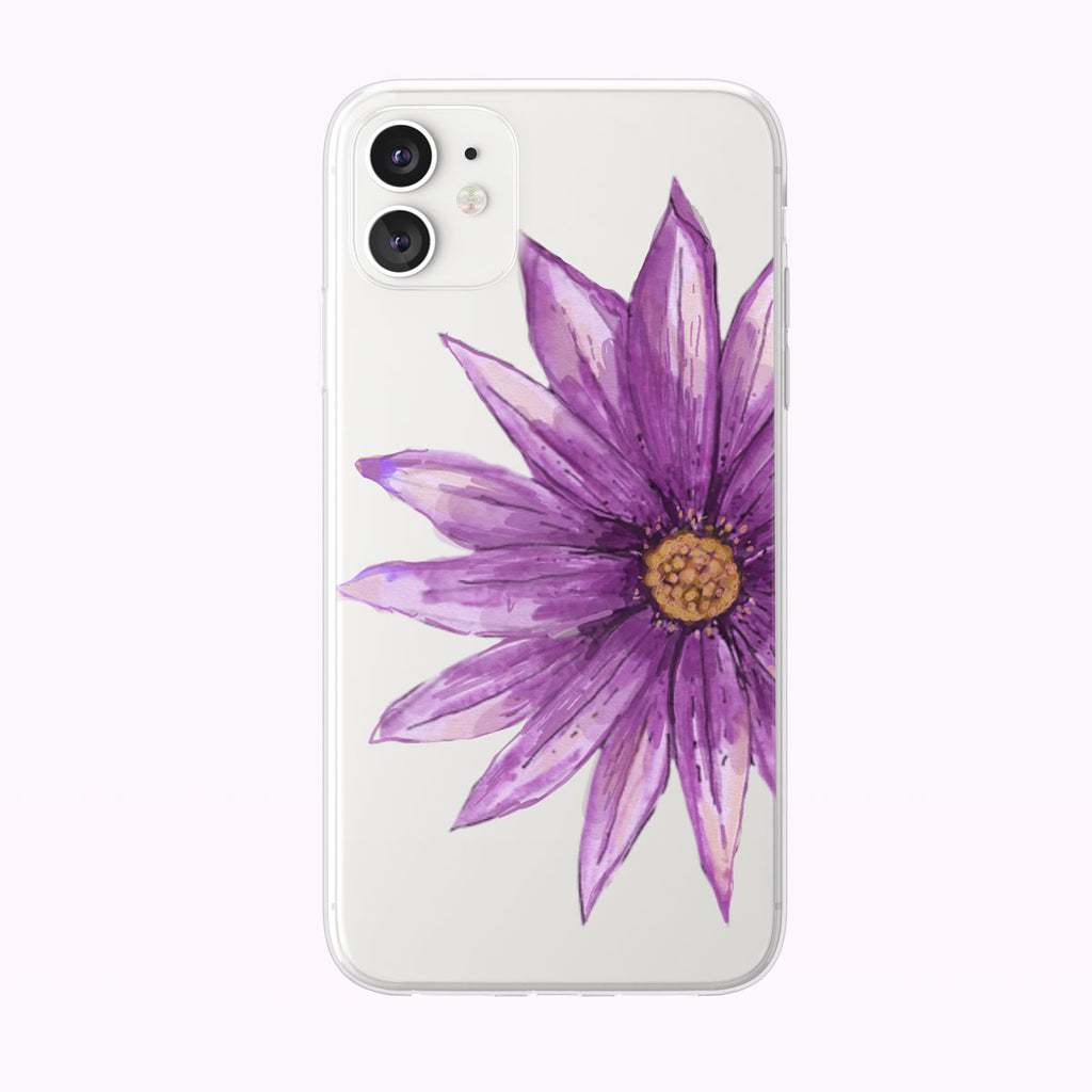 Pen And Ink Purple Daisy Clear iPhone Case from Tiny Quail