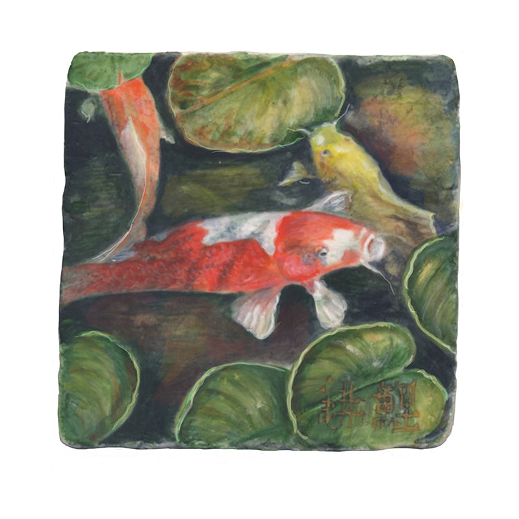 Koi Tile Art Stone Coasters by Tiny Quail