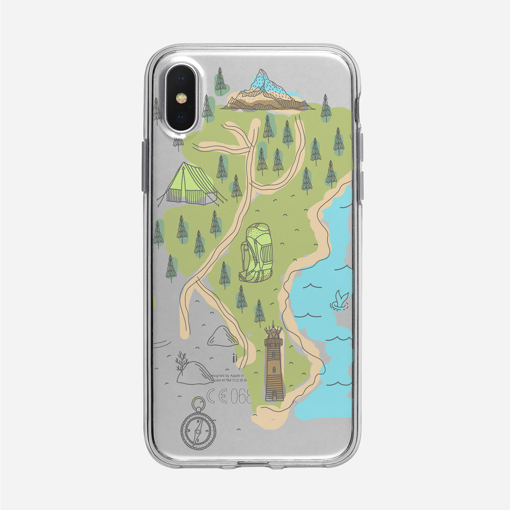 Line Art Adventure Map Clear iPhone Case from Tiny Quail