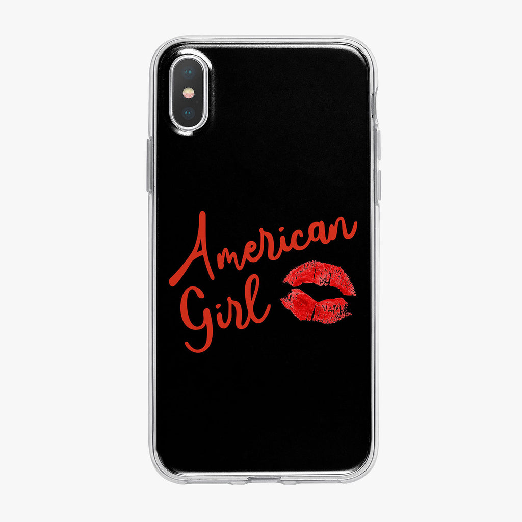 American Girl Kiss Black iPhone Case by Tiny Quail