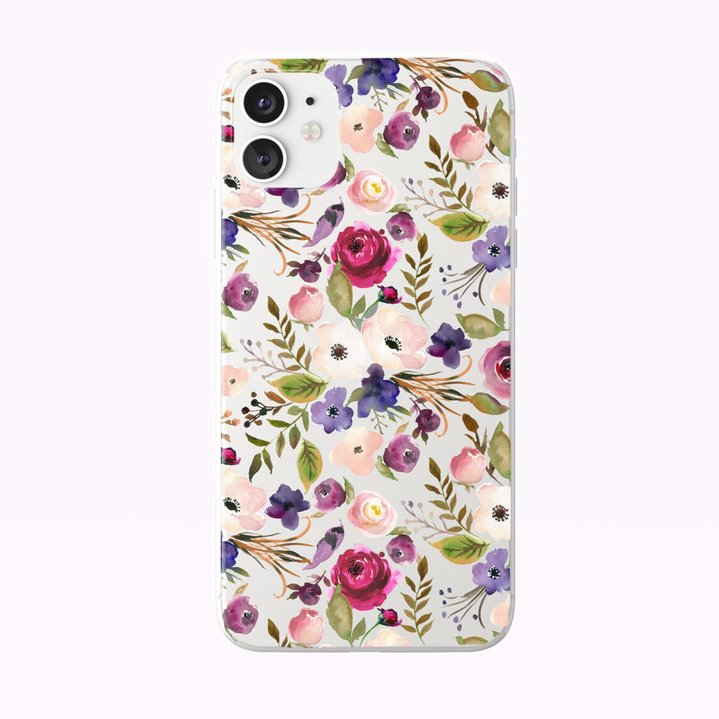 Pretty Watercolor Anemone Pattern Clear iPhone Case from Tiny Quail