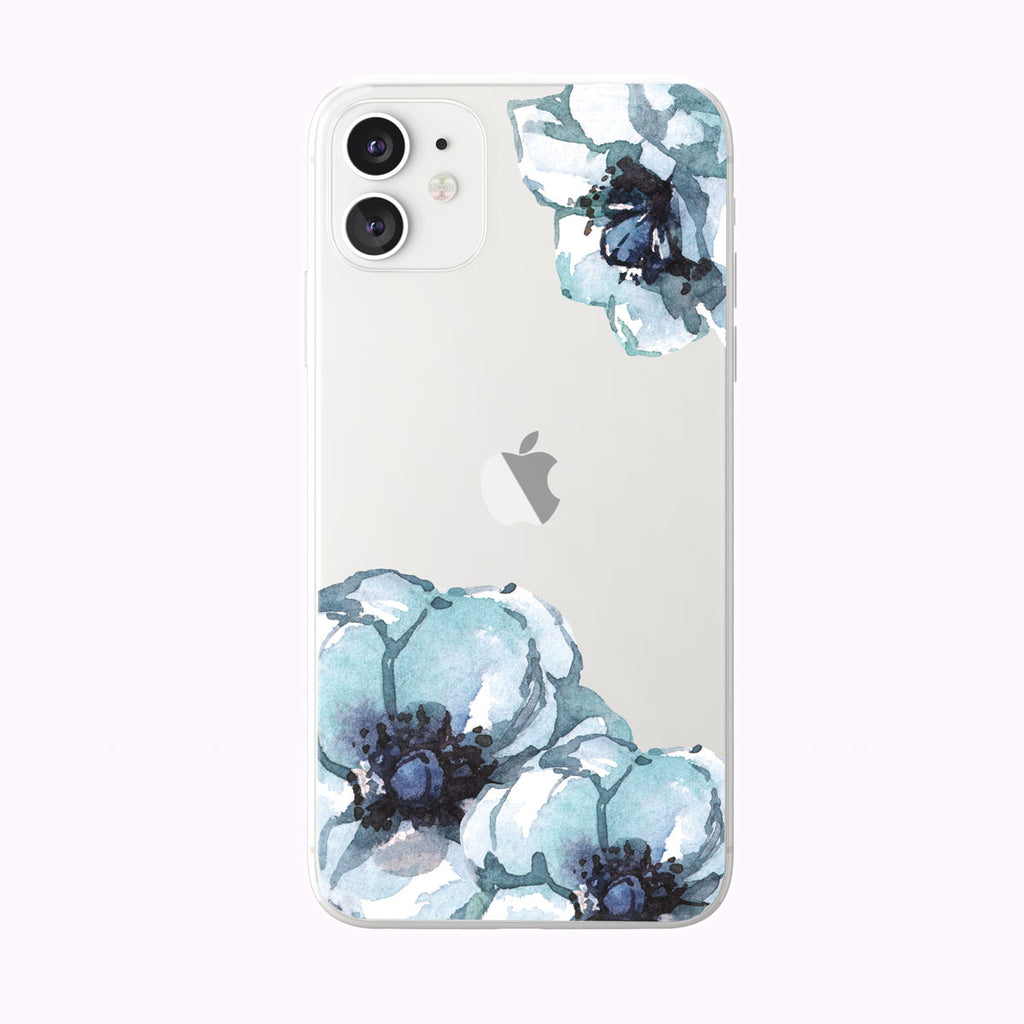 Pretty Watercolor Blue Anemones Clear iPhone Case from Tiny Quail