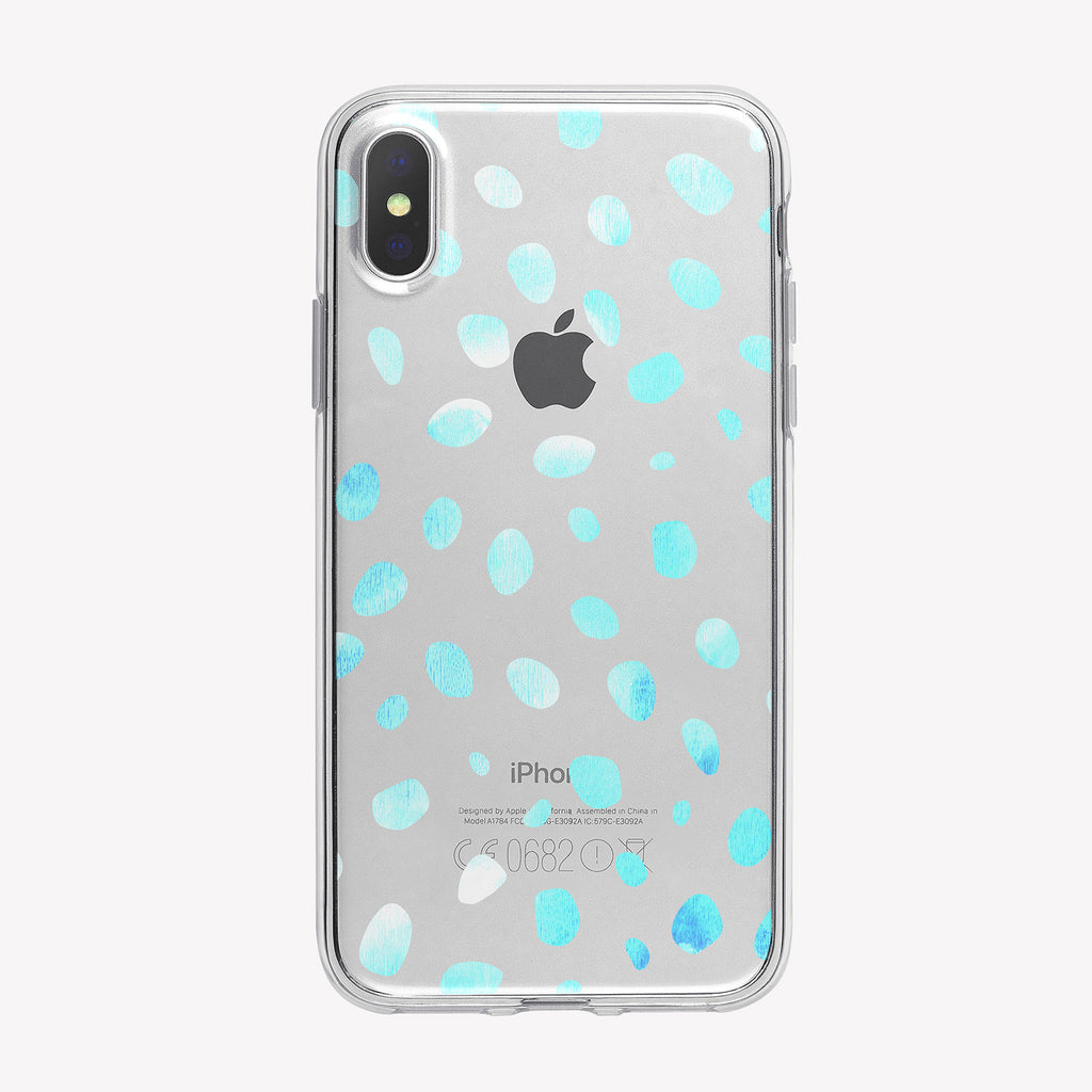 Aqua Spots Pattern Clear iPhone Case from Tiny Quail