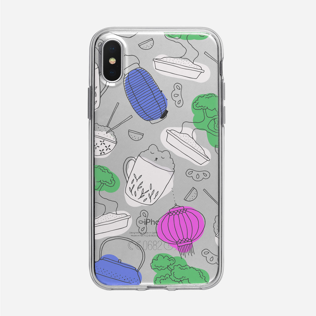 Cute Asian Inspired Line Art Clear iPhone Case from Tiny Quail