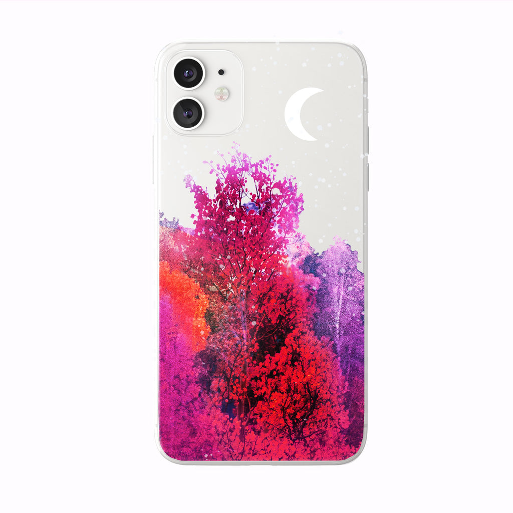 Autumn Evening Forest Moon on Purple iphone case from tiny quail