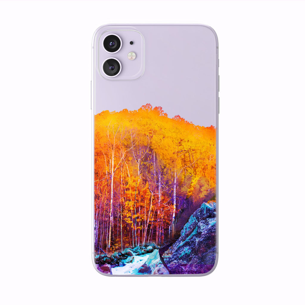 Autumn Forest River purple iPhone Case from Tiny Quail