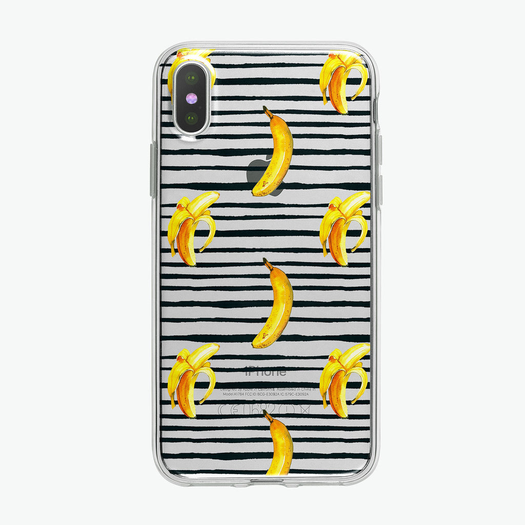 Bananas Black Stripes Clear iPhone Case from Tiny Quail