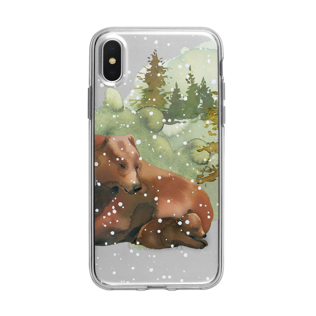 Snowing Mama Bear and Cub iPhone Case from Tiny Quail