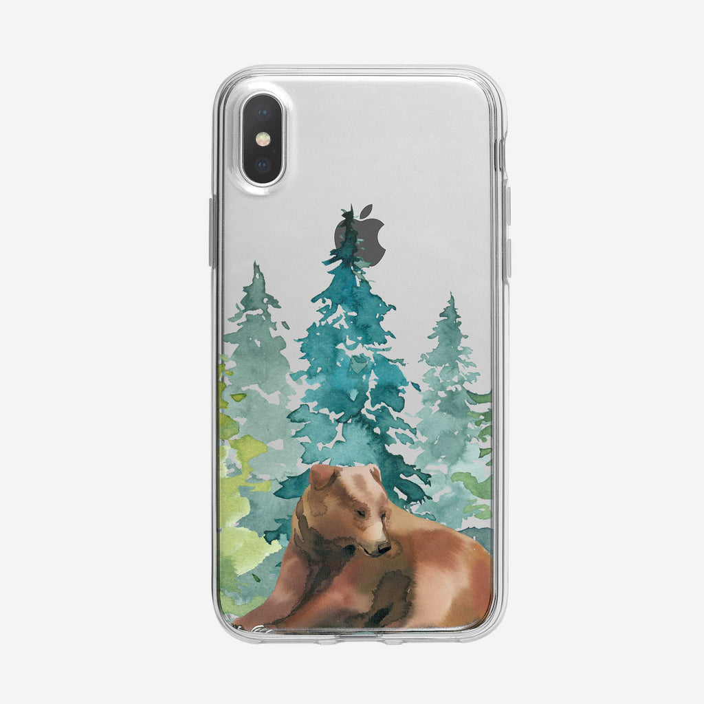 Lounging Bear and Forest iPhone Case from Tiny Quail