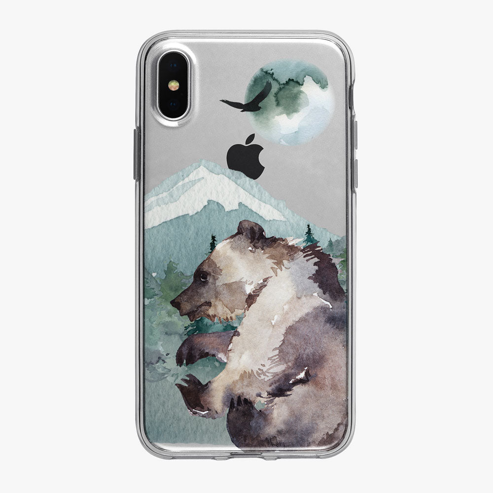Dancing Mountain Grizzly Bear Clear iPhone Case from Tiny Quail