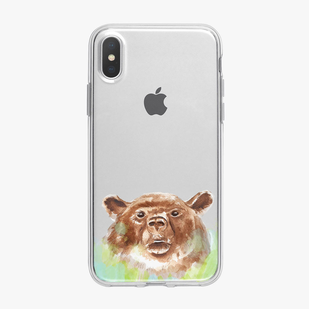 Brown Bear Clear iPhone Case by Tiny Quail