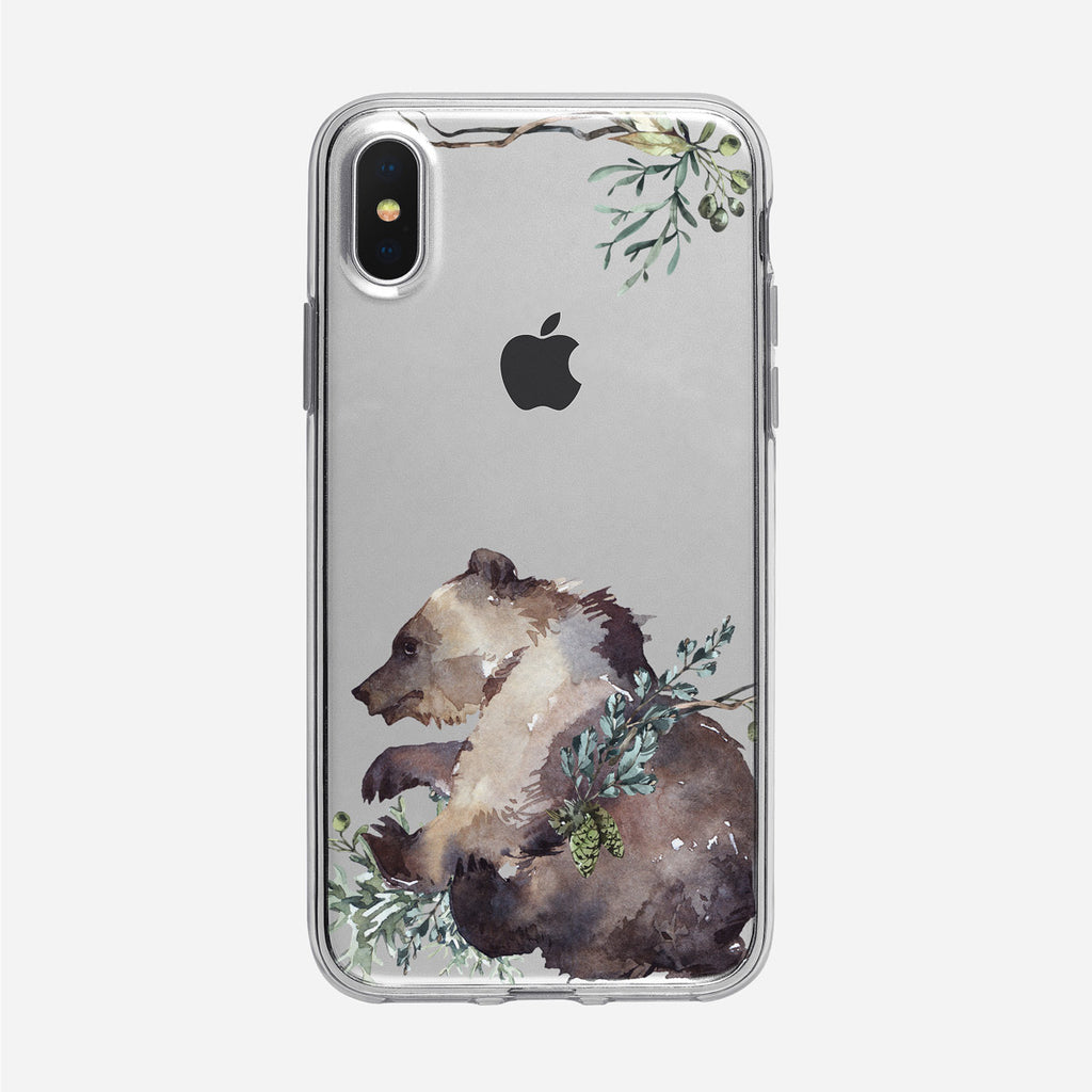 Forest Brown Bear iPhone Clear Case from Tiny Quail