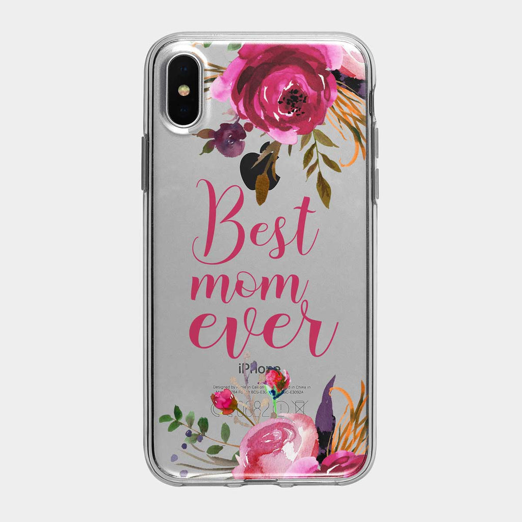 Best Mom Ever Rose Clear iPhone Case from Tiny Quail