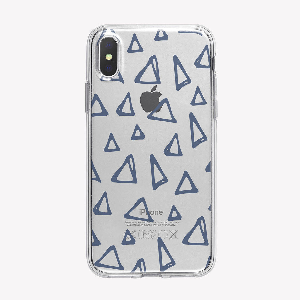 Blue Triangle Pattern Clear iPhone Case from Tiny Quail