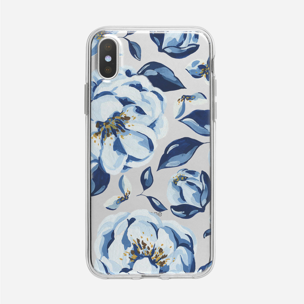 Simple Blue Floral Clear iPhone Case from Tiny Quail
