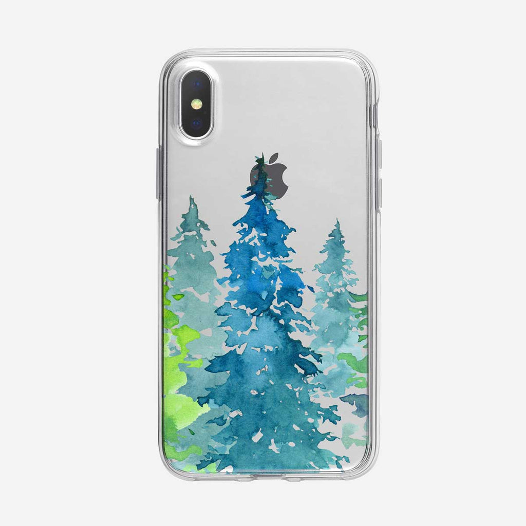 Watercolor Blue Forest iPhone Case from Tiny Quail